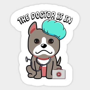 Cute grey dog is a doctor Sticker